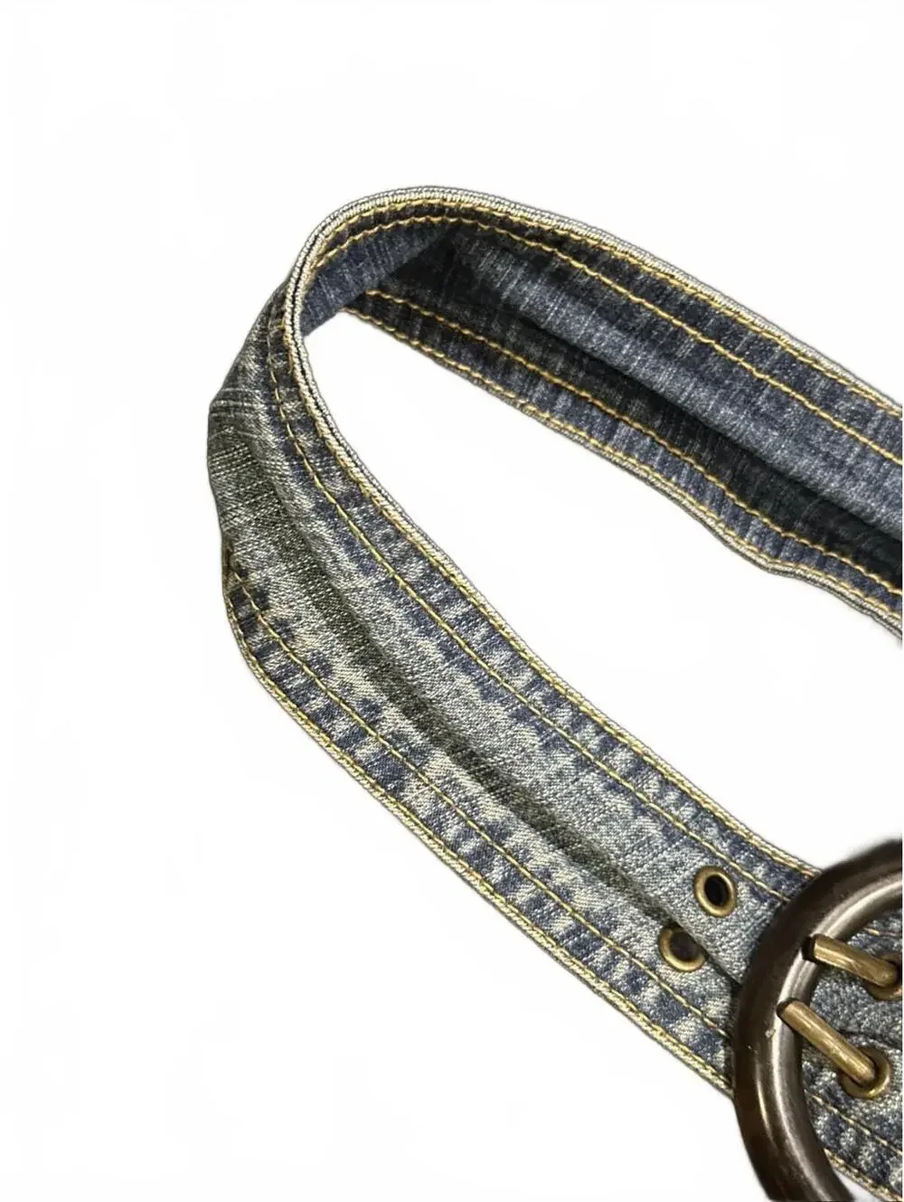 Denim Belt With Circular Buckle Y2K